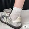 Meias Femininas Primavera e Verão Malha Vazada Respirável Meias Curtas Algodão Absorventes de Suor Modernas Versáteis Meias Zhuji Atacado