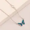 Collar de Mariposa que Cambia de Color Sensible a la Temperatura para Mujer, Cadena para Clavícula de Diseño de Nicho de Lujo Ligero, Regalo de Cumpleaños para Novia, Venta al por Mayor Transfronteriza