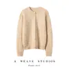Nuevo Suéter Simple de Punto para Mujer, Casual Otoño Trenzado Cachemir Corto Manga Larga en Blanco y Gris, Grueso