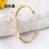 Pulsera de Cristal Natural en Bruto Envuelto en Alambre de Moda Transfronteriza, Accesorios de Pulsera de Cristal Morado y Blanco Natural Tejidos a Mano al por Mayor