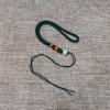 Jóias e Jade Handle Piece Lanyard Hand-woven Glass Round Beads Wen Play Handle Piece Car Hanging Bag Lock Keychain Lanyard