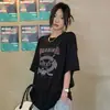 Camiseta Suelta de Cuello Redondo de Longitud Media con Mangas Cortas para Mujer, Moda Coreana de Verano, Top Casual que Reduce la Edad para Mujer, Tendencia de Dropshipping
