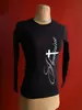 Camiseta Feminina Y2K Europeia e Americana Transfronteiriça Estampada de Outono Sexy Slim Fit Estilosa Gola Redonda Escura Manga Longa