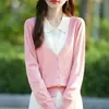 Cárdigan de punto fino de lana con bloques de color, efecto dos piezas, para mujer, nueva chaqueta de punto de otoño e invierno, top casual versátil