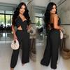 C7375 Transfronteiriço Aliexpress Amazon Moda Europeia e Americana Calças Casuais Sexy com Laço Feminino Conjunto de Duas Peças Novo