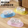 Cuenco Doble de Cerámica para Gatos y Perros, Comedero para Gatos, Protege la Columna Cervical, Antideslizante, Antiderrames, Antisalpicaduras, Bebedero para Gatos, Comedero