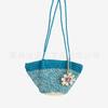 Moda Sul-Coreana Bolsa de Palha Trançada de Um Ombro Popular na Internet Mesmo Estilo Bolsa Trançada com Flores Bolsa de Praia para Férias na Costa Bolsa Feminina Versátil