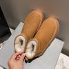 Botas de Nieve de Plataforma de Moda con Suela Gruesa para Mujer 2024 Invierno Nuevos Zapatos de Algodón de Caña Corta con Aumento de Altura Más Zapatos de Pan de Terciopelo