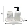 Juego de Cuatro Piezas para Baño Mármol Imitación Transfronterizo, Botella de Loción Moderna y Sencilla, Bandeja para Toallas, Portacepillos de Dientes, Set de Artículos de Tocador