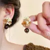 Brincos Florais Manchadados Estilo Retro Maillard para Mulheres, Luxo Acessível de Nicho, Brincos Elegantes de Alta Qualidade, Brincos com Atmosfera Única
