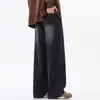 Pantalones Vaqueros de Pierna Ancha Rectos Holgados para Hombre, Marca Americana de Moda de Verano, Limpios, Lavados, Estilo High Street, con Cordones de Moda