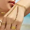 Pulsera de Muñeca Integrada con Circonita Incrustada Estilo Niche Europeo y Americano, Acero Inoxidable 316 Recubrimiento al Vacío en Oro, Accesorio de Mano para Vestido de Fiesta para Mujer