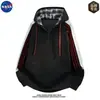 Conjunto de sudadera con capucha a rayas de alta calidad y moderno de la marca NASA para hombre, moda casual versátil de otoño, atuendo completo