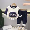 Invierno Nuevo 2024 Bebé Niño Engrosado y Terciopelo Trendy Versátil Estilo Extranjero Combinación de Colores de Dibujos Animados Casual Conjunto de Dos Piezas