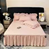 Saia de cama estilo princesa peça única cobre imperfeições bainha 2026 novo algodão puro todo algodão cobre-leito estilo saia de cama lençol de cama com borda de saia A