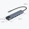 Estação de Docking Oito em Um Tipo C Porta de Rede 100m Estação de Docking Usb-C 4K Usb3 0 Carregamento Rápido Pd Expansão