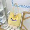 Bolsa de Lona con Estampado de Letras Nueva de Verano para Mujer Diseño de Nicho Bolso de Hombro de Gran Capacidad Bolso Tote de Atmósfera Perezosa