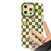 Funda para Teléfono Cruzada de Caricatura Linda Cara Sonriente Cuadros Manzana 16Pm 13 Silicona Anticaída iPhone 17 Funda Suave
