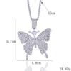Colar de borboleta europeu e americano Design de nicho simples Pingente de borboleta de diamante completo Ins Personalizado Moda Hip Hop Corrente de lã para mulheres