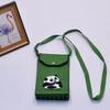 Bolso para teléfono móvil de estilo coreano con diseño de panda pequeño, bandolera de punto, bolso de mano con solapa, bolso informal para salir