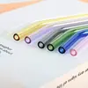 Fabricantes de pajitas de vidrio al por mayor color transparente resistente a altas temperaturas borosilicato codo bebida té con leche pajita no desechable
