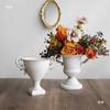 Adornos de Jarrón Cáliz Estilo Europeo Clásico Hierro Forjado Retro Blanco Arreglo Floral para Sala de Estar Mesa de Comedor Maceta para el Hogar