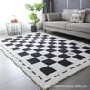 Alfombra de imitación de cachemira con diseño de cuadros para sala de estar, sencilla, marroquí, en blanco y negro, para mesa de centro, manta de noche popular en Internet para el hogar, tapete para ventana salediza.