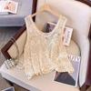 Capa Exterior Suelta, Top Chic sin Mangas, Blusa, Diseño de Verano, Tirantes Huecos de Crochet Nicho