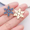 Copos de Nieve Dorados Navideños Accesorios DIY Colgantes de Aleación Esmaltada Pendientes Collares Colgantes para Llavero