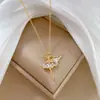 [Acero de titanio] Chica de ballet temperamento de lujo ligero collar de diamantes completos cadena de clavícula versátil para mujer cadena de acero de titanio