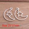 2 Colores Venta al por Mayor DIY Accesorios de Joyería de Aleación Amuleto Natural Recorte Colgante de Luna 25*37mm