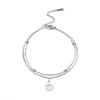Pulsera de acero inoxidable multicapa para mujer, moda, tarjeta redonda hueca, colgante de estrella de cinco puntas, joyería, regalo de cumpleaños