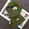 Novo Cachecol de Lã Mesclada Tricotado de Cor Pura para Mulheres no Outono e Inverno Estilo Coreano Quente e Confortável Proteção para o Pescoço Cachecol de Lã