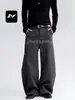Con Bordado Americano Casual Rico Notas Rayas Sable Pantalones Vaqueros Hombres Mujeres Holgados Tendencia de Gama Alta Casual Pantalones de Pierna Ancha