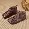 Deslumbrantes Botas Curtas Planas Confortáveis Retro Estilo Coreano Outono e Inverno 2026 Sapatos Femininos Versáteis Trançados Moda Casual