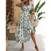 Vestido Novo de Meio Comprimento com Gola V, Estampa Floral e Mangas Fluidas Ajustando a Cintura - Lançamento 2026 Amazon Aliexpress