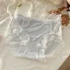 Tecido Transparente Tipo Névoa~Calcinha de Renda Pura Desejo Estilo Francês, Sexy Cintura Média-Alta Forro 100% Algodão Renda de Seda Gelo Calcinhas Femininas para o Verão