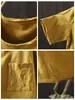 Camiseta de Manga Corta para Mujer Verano 2026 Estilo Nuevo Amarillo Algodón Puro Cuello Redondo Súper Elegante Bolsillo Holgado Moderno Top de Manga Larga Mht