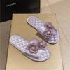 Pantuflas de Satén Estilo Francés para Mujer Verano Hogar Interior Cuatro Estaciones Satén de Gama Alta Primavera y Otoño Suela Suave Silencioso Verano Ropa de Exterior