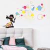 Nuevo MG93-78 Niña Soplando Burbujas Color Habitación Infantil Entrada de Guardería Pared de Fondo Decorativa Pegatina de Pared Autoadhesiva