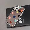 Funda de teléfono con espejo en forma de corazón colorido adecuada para iPhone 17 Pro Max, iPhone 16, iPhone 15, Cobertura completa, Estilo japonés y coreano, iPhone 14/13