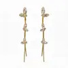 Pendientes de borla de flor de circón con aguja plateada ultrabrillante de lujo ligero, diseño de moda, pendientes de nicho, pendientes de alta gama de lujo ligero
