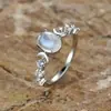 Huajie Transfronterizo Nuevo Retro Anillo Ovalado Diseño Sol y Luna Anillo de Luna TikTok Caliente Venta al por Mayor