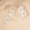 Acessórios de cabelo de noiva mais vendidos transfronteiriços, tiara de flor de pérola, pente de cabelo feito à mão, conjunto de grampos e palitos de cabelo para fotografia de viagem de casamento