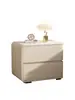 Mesa de cabeceira estilo creme, luxo leve, tamanho pequeno, madeira maciça e couro, quarto de alto padrão, sem necessidade de instalação, armário de armazenamento minimalista