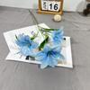 Nuevo lirio de 3 cabezas, lirio Hemerocallis de 3 cabezas, adorno para salón de bodas, arreglo floral, decoración de hotel, mesa para el hogar, flor