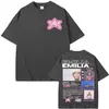 Camiseta Estampada Cantora Emilia Mernes Roupa para Turnê Mp3 para Homens Estilo Hip-Hop Casual Estético