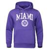 Sudadera con Capucha para Hombre con Estampado de Letras Miami desde 1896 Hip Hop Cálida Clo