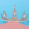 2018 Nuevo Estilo Europeo Tocados de Novia Torre Eiffel Torre Inclinada Corona Accesorios para el Cabello de Perlas y Pedrería Accesorios de Boda