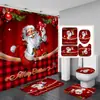 Venta Caliente Transfronteriza Comercio Exterior Cortina de Ducha Festividad Navideña Impresión Digital Personalizada Impermeable a Prueba de Moho Cortina de Ducha Tela Impermeable Partición